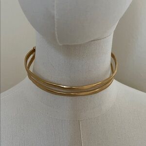 Gold Bangle necklace with Pearl Accent